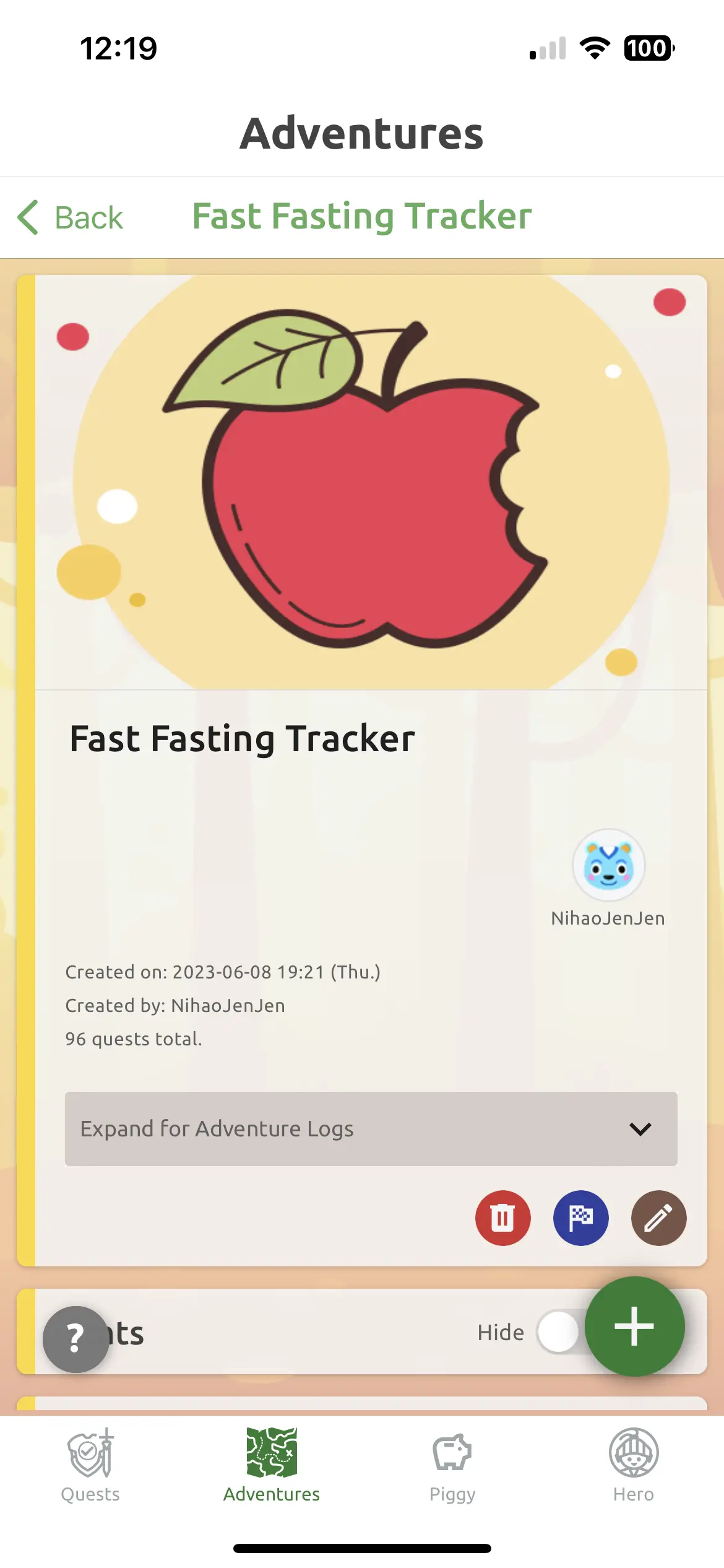 Minimal fast tracker adventure