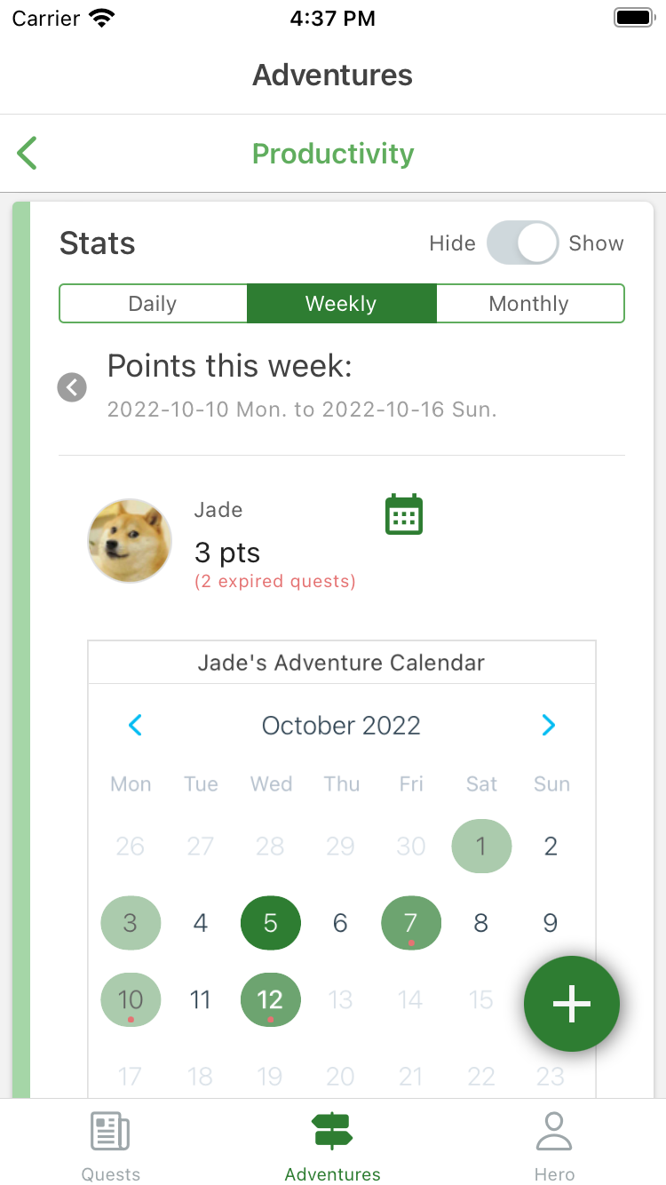 in heromode v2.2, you can track expired quests within stats and activity calendar