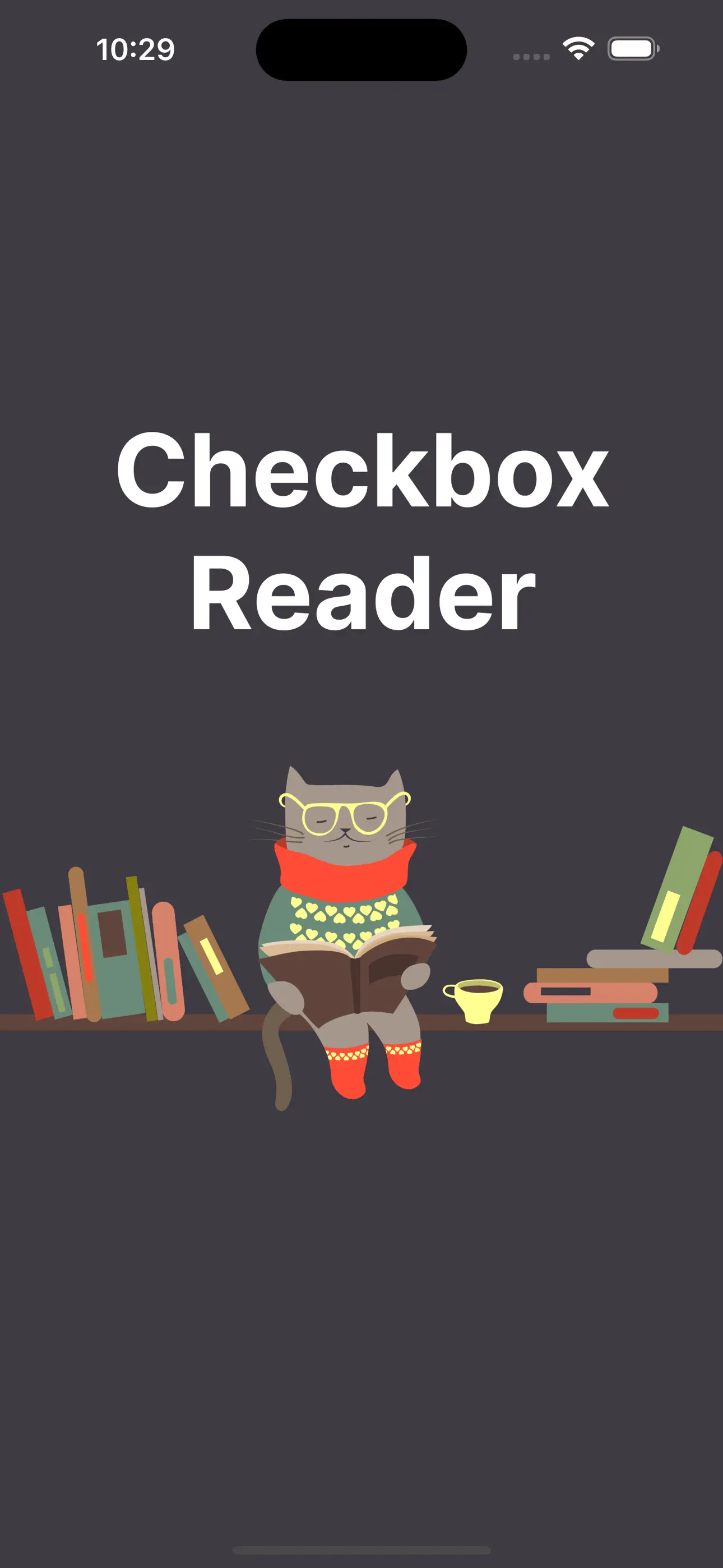 Splash screen of Checkbox Reader.