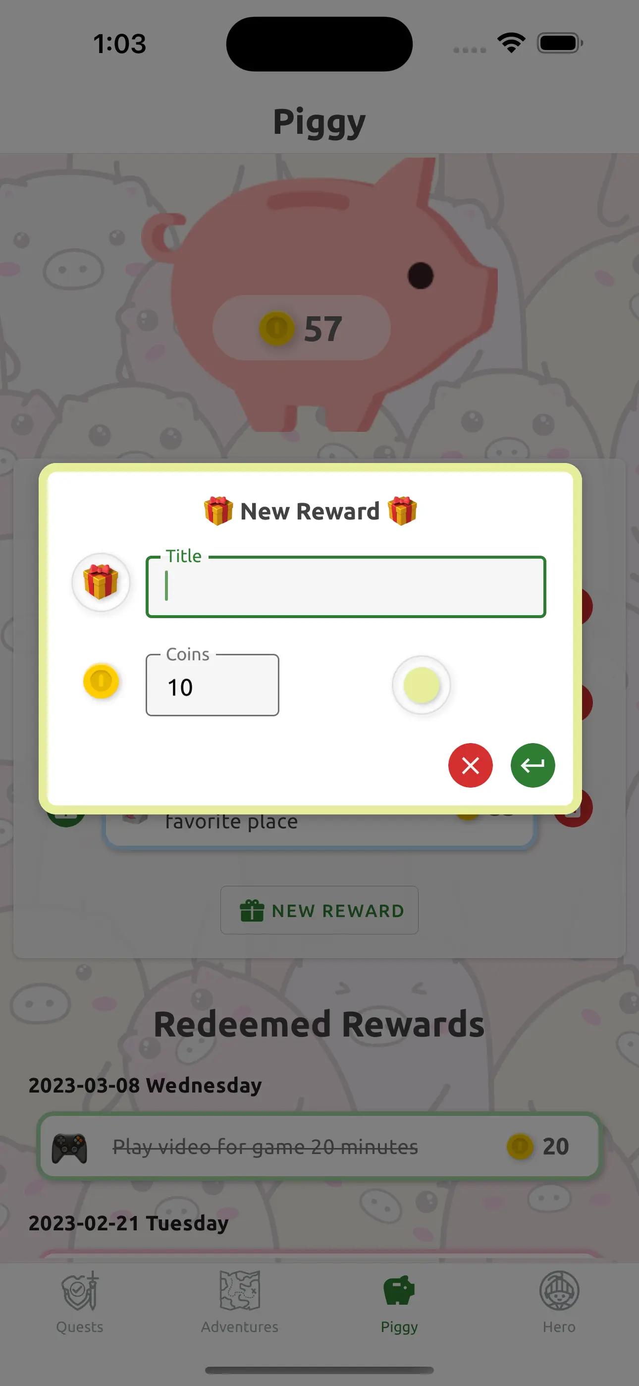 creating a new reward