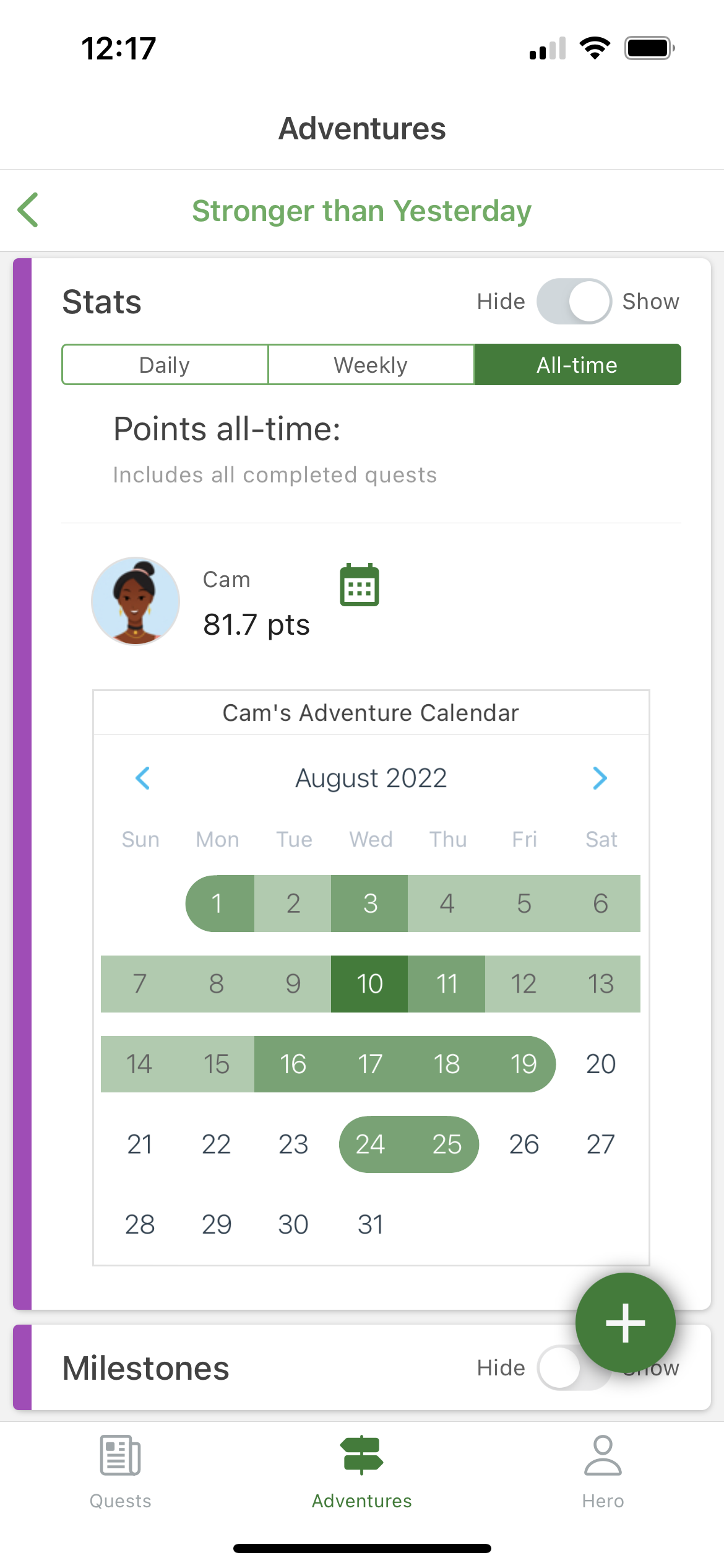 get motivated by seeing your progress with activity calendars in heromode