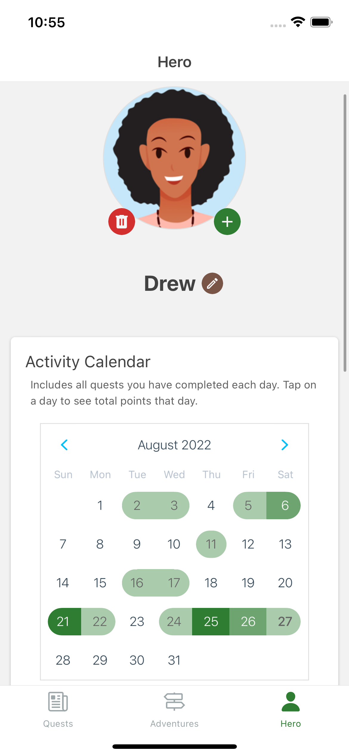 v2 heromode feature: activity calendars to visualize your progress and hard work