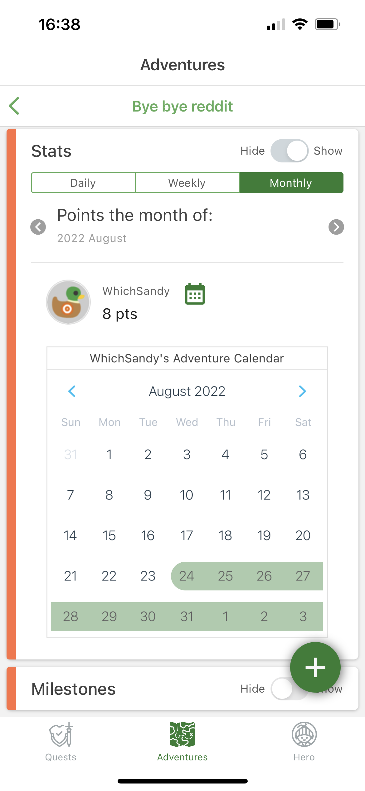 i was able to quit a bad habit after the release of heromode v2, thanks to the activity calendars
