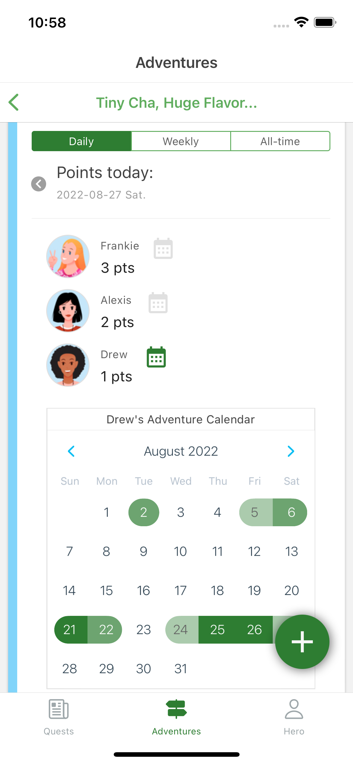 v2 heromode feature: activity calendars to visualize your progress and hard work, and compare with your buddies and collaborators