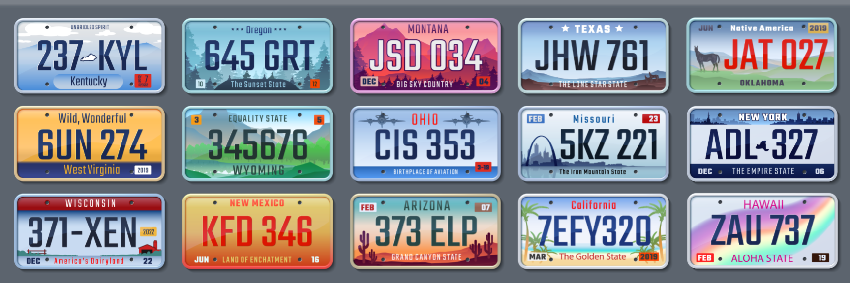 license plates in many US states have three letters, plus numbers