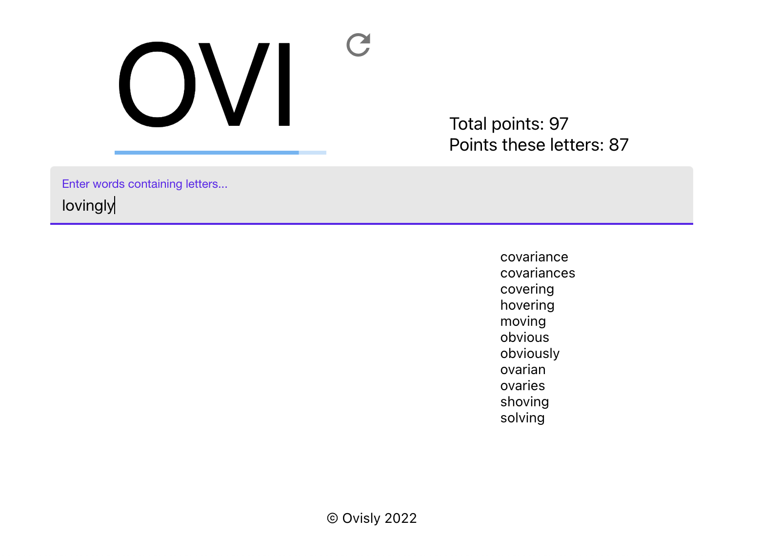 screenshot of the word game WRD PLT that you can play!